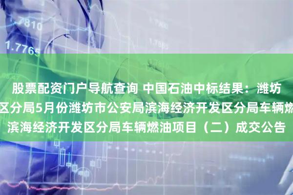 股票配资门户导航查询 中国石油中标结果：潍坊市公安局滨海经济开发区分局5月份潍坊市公安局滨海经济开发区分局车辆燃油项目（二）成交公告